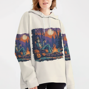 Chilling Skeleton by the Campfire Vintage Halloween All Over Print Shirt