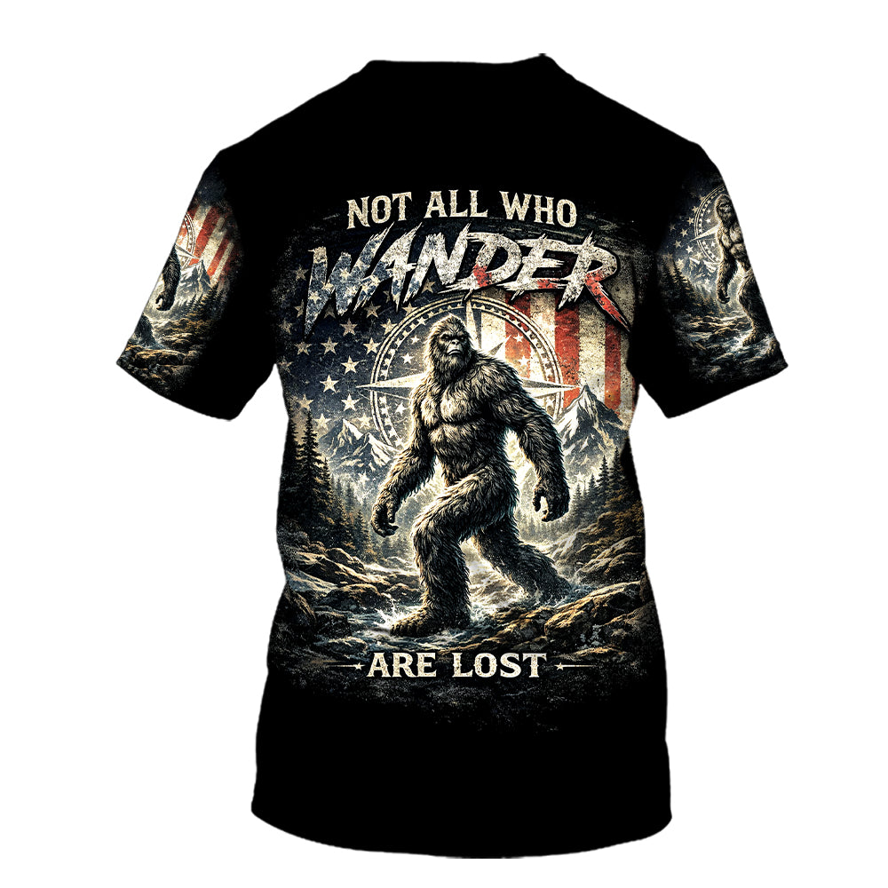 Not All Who Wander Are Lost Bigfoot Hiking All Over Print Shirt