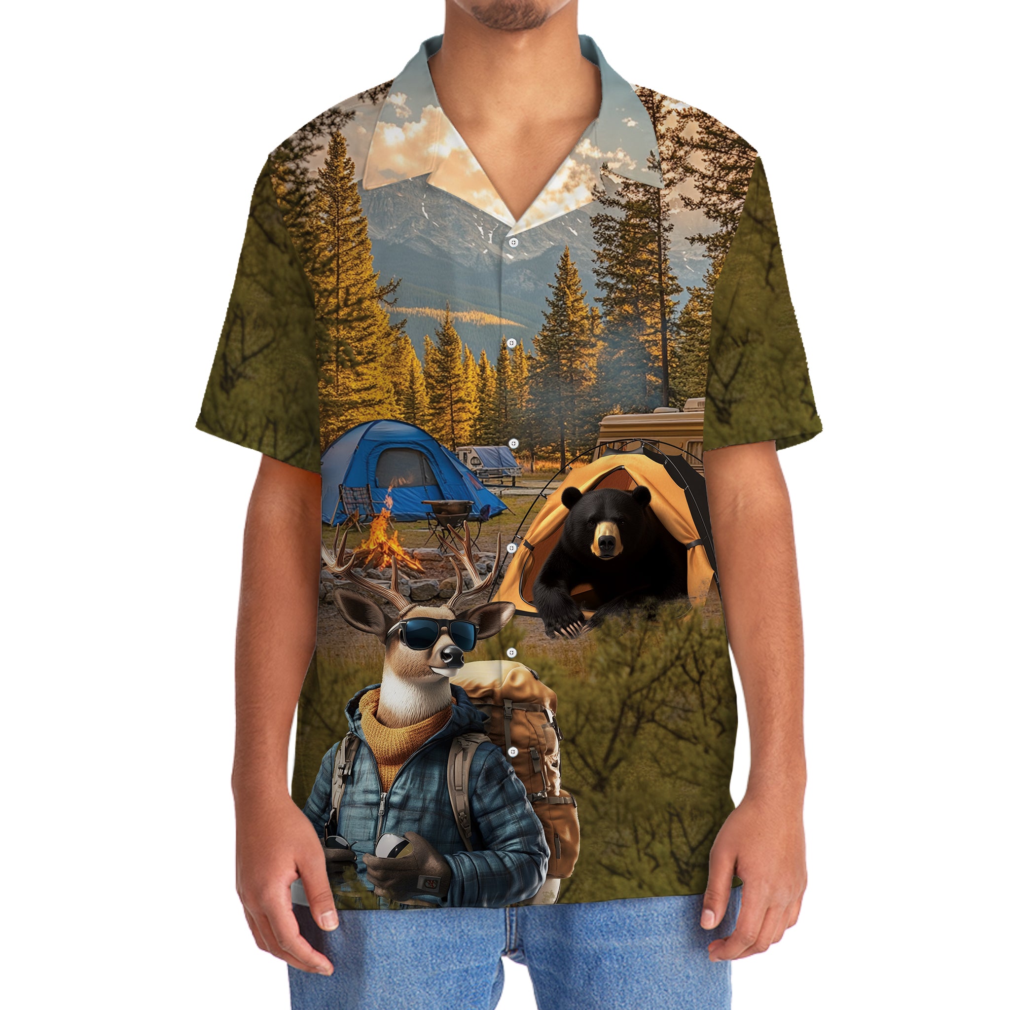 Camping In The Wild Forest Hawaiian Shirt