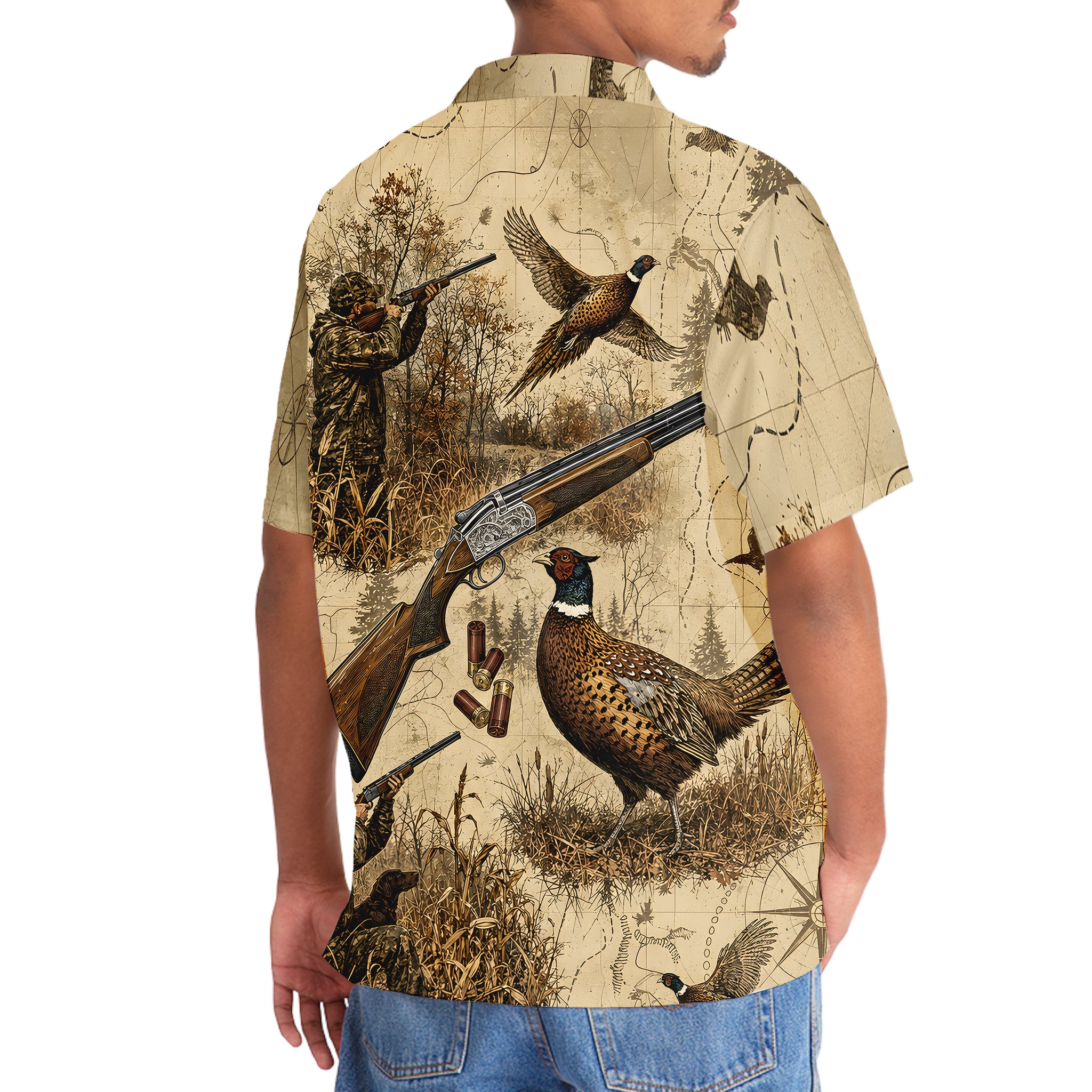 Vintage Wild Pheasant Hunting Hawaiian Shirt