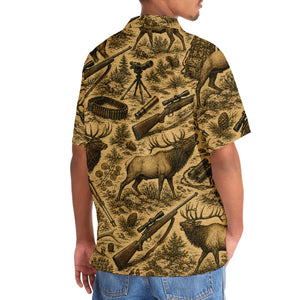 Vintage Elk Hunting Hawaiian Shirt