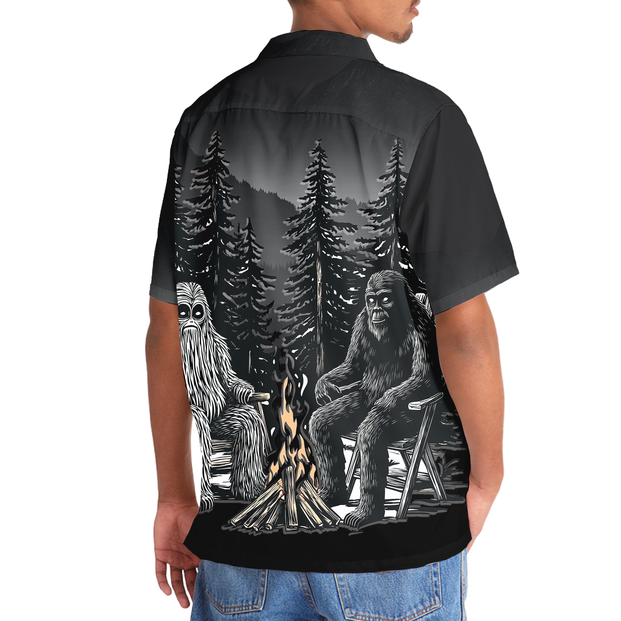 Dark Night Forest Camping Hawaiian Shirt