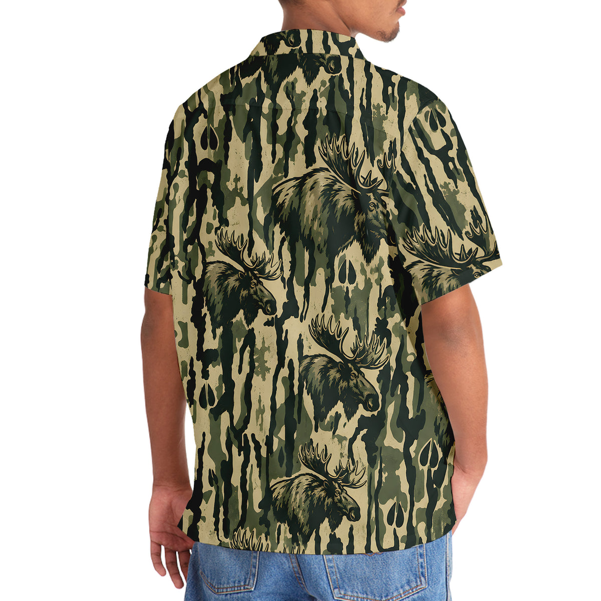 Moose Stripe Camouflage Hawaiian Shirt