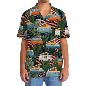 America Pop-Up Camper Car Hawaiian Shirt