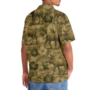 Moose Hibiscus Camouflage Hawaiian Shirt