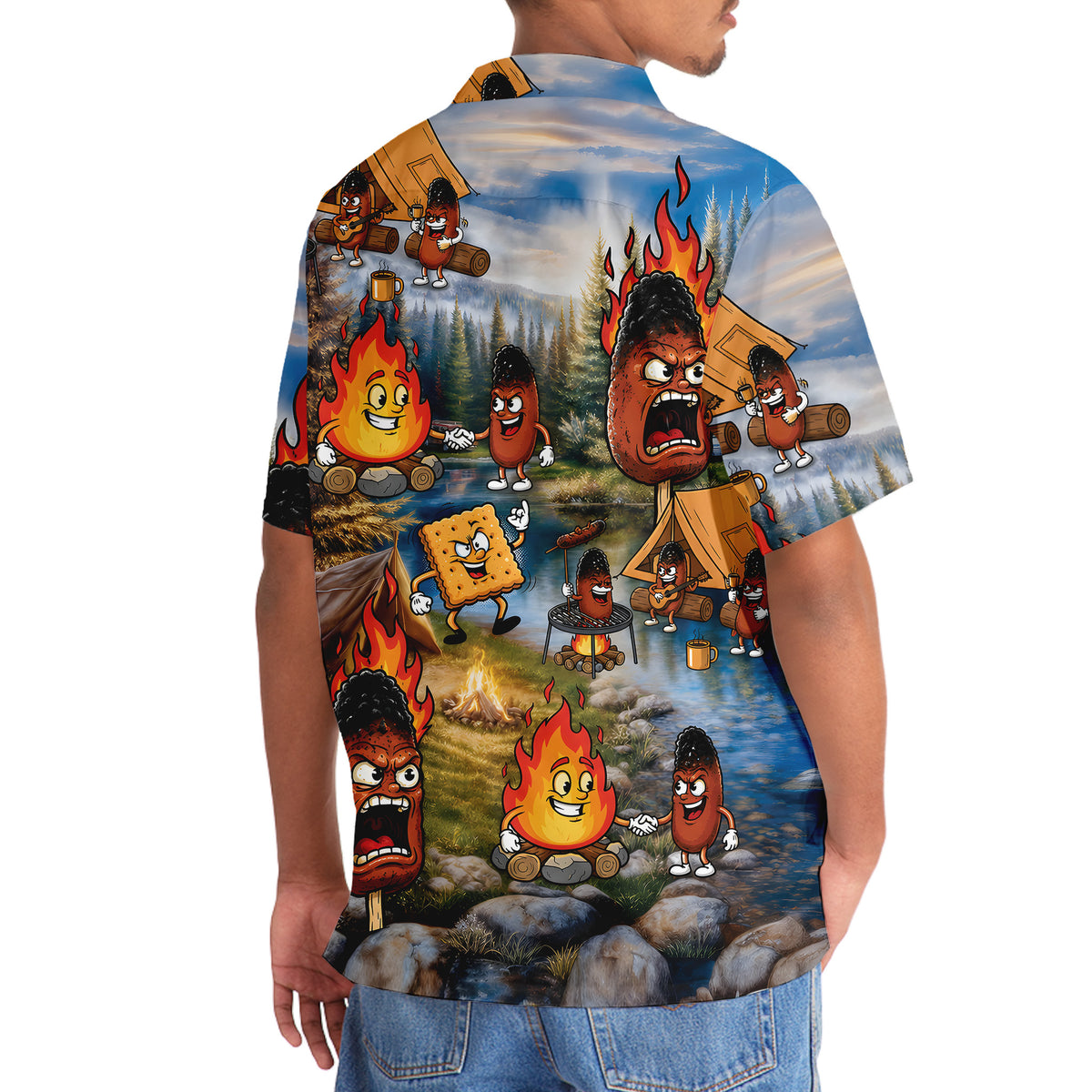 Burnt Weiner Funny Camping Hawaiian Shirt