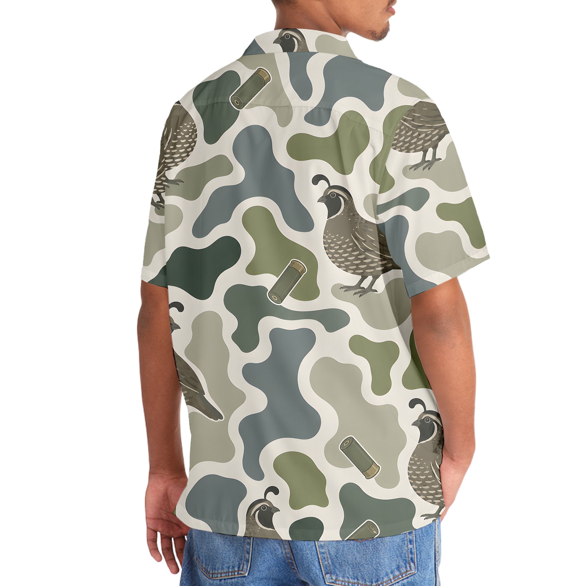 Quail Camouflage Hunting Funny Pattern Hawaiian Shirt