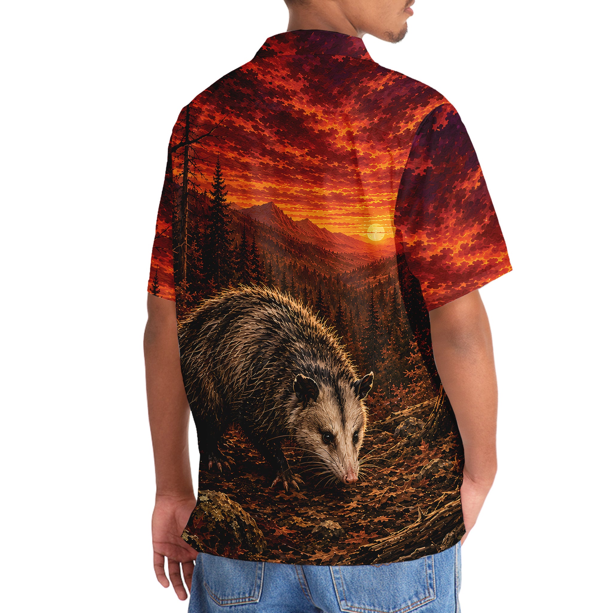 Opossum Hunting Burnt Sky Hawaiian Shirt