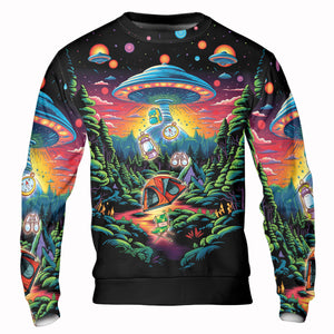 Alien UFO Abduction On Camping Site Night All Over Print Shirt