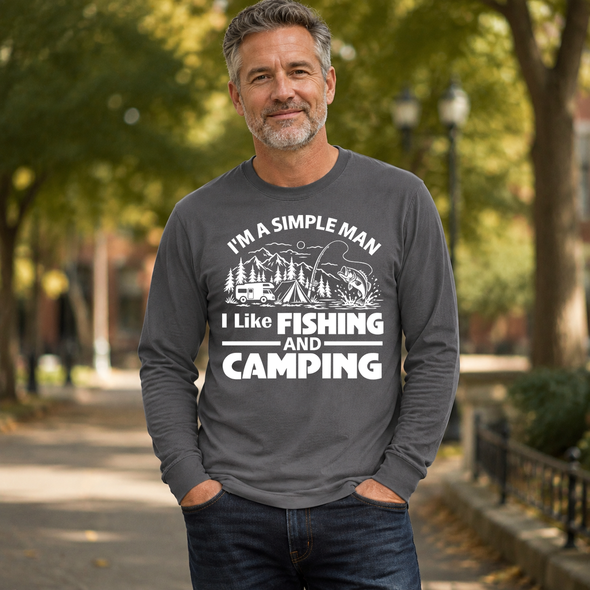 I Like Fishing And Camping - 7-CS2D-Charcoal