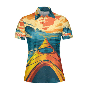 Custom Name Sunset Kayaking Scene All Over Print Shirt