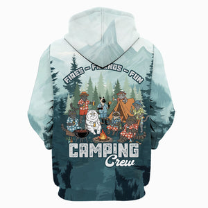 Friends, Fires, Fun Camping Crew Cats All Over Print Shirt