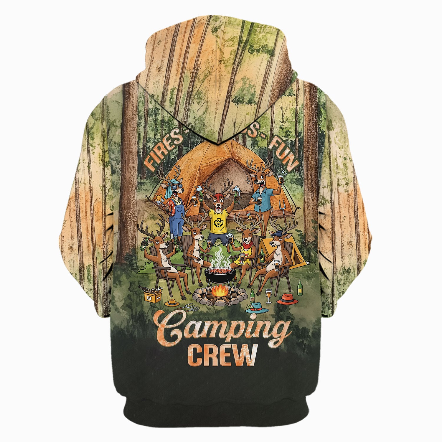 Friends, Fires, Fun Camping Crew Deer All Over Print Shirt