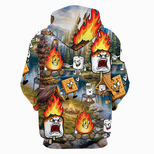 Vintage Camping Burnt Mashmallow All Over Print Shirt