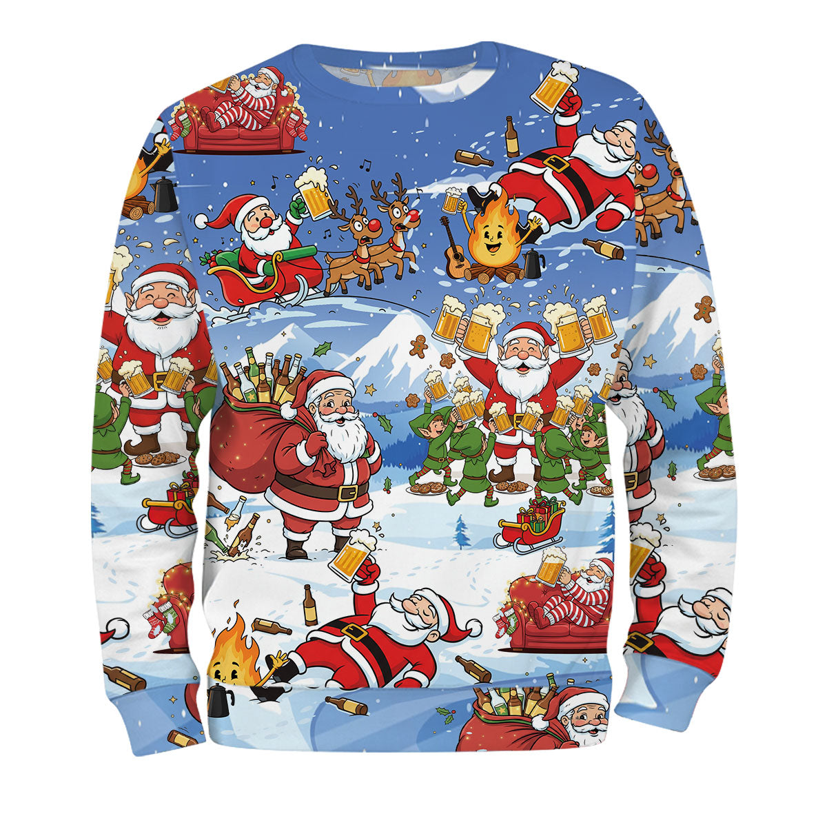 Santa Camping Funny All Over Print Shirt