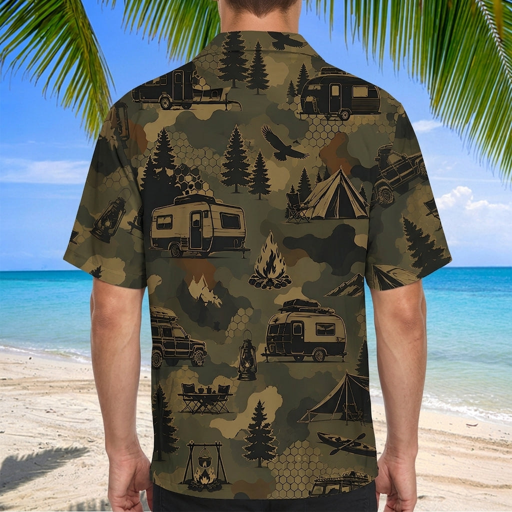 Camp Life Camping Camouflage Hawaiian Shirt