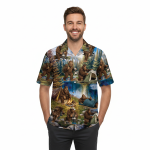 Funny Bigfoot Camping Hawaiian Shirt