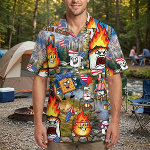 America Patriot Burnt Marshmallow Hawaiian Shirt