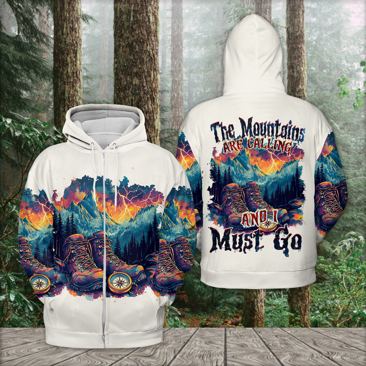 The Mountains Are Calling Compass Boots All Over Print Shirt