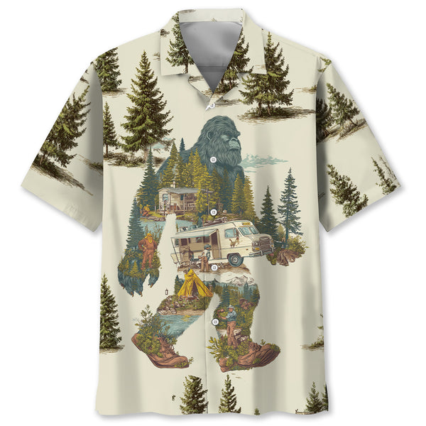 Vintage Bigfoot Camping Site Hawaiian Shirt
