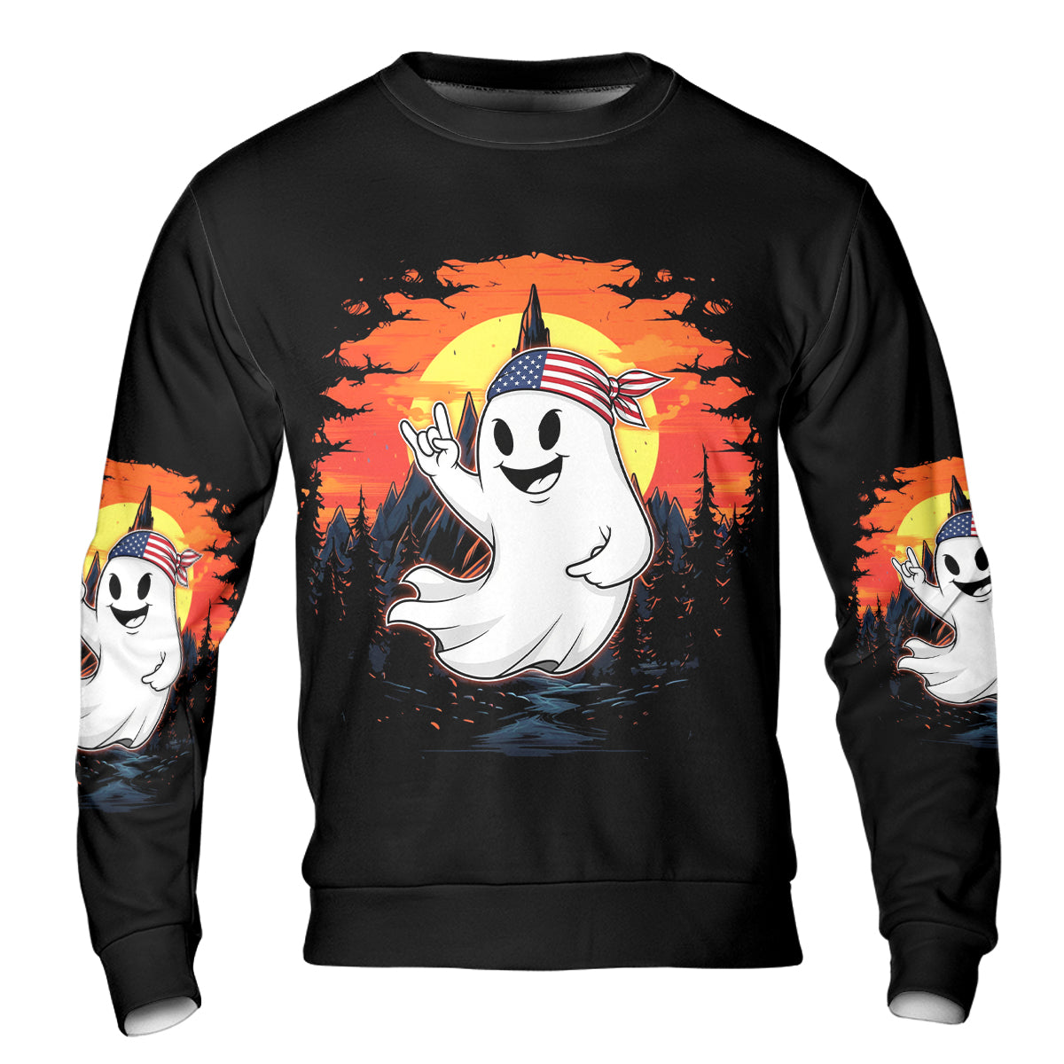 Spooky Boo In The Forest All Over Print Shirt