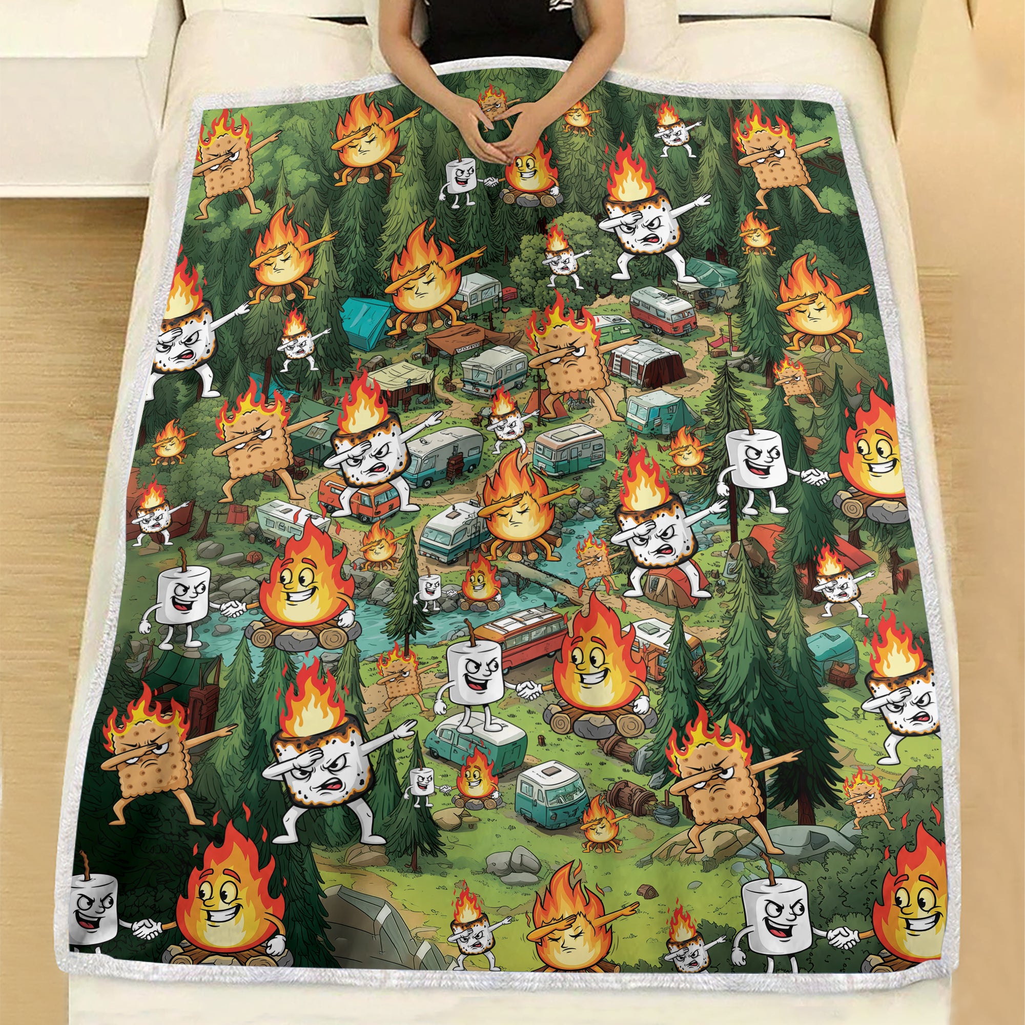 Burnt Marshmallow Camping Fleece Blanket Collection