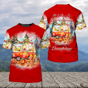 Red All I Want For Christmas Is Camping All Over Print Shirt