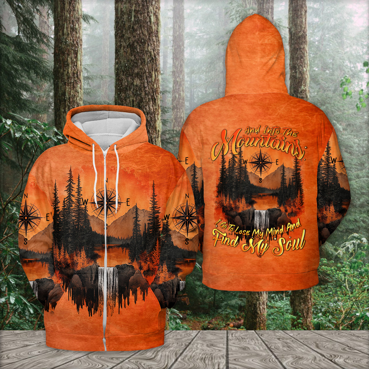 Into The Mountains I Go Orange All Over Print Shirt