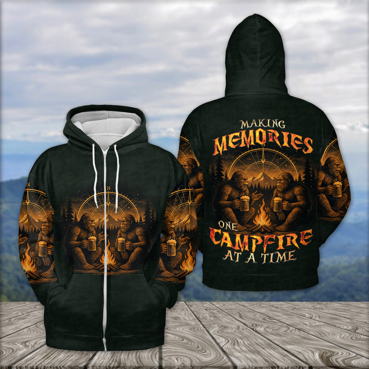 Bigfoot Making Memories One Campfire At A Time All Over Print Shirt