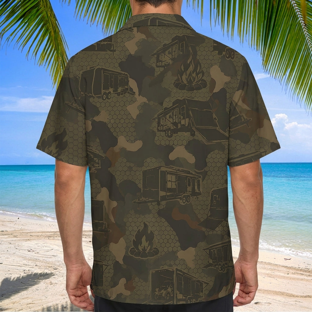 Toy Hauler Camping Camouflage Hawaiian Shirt