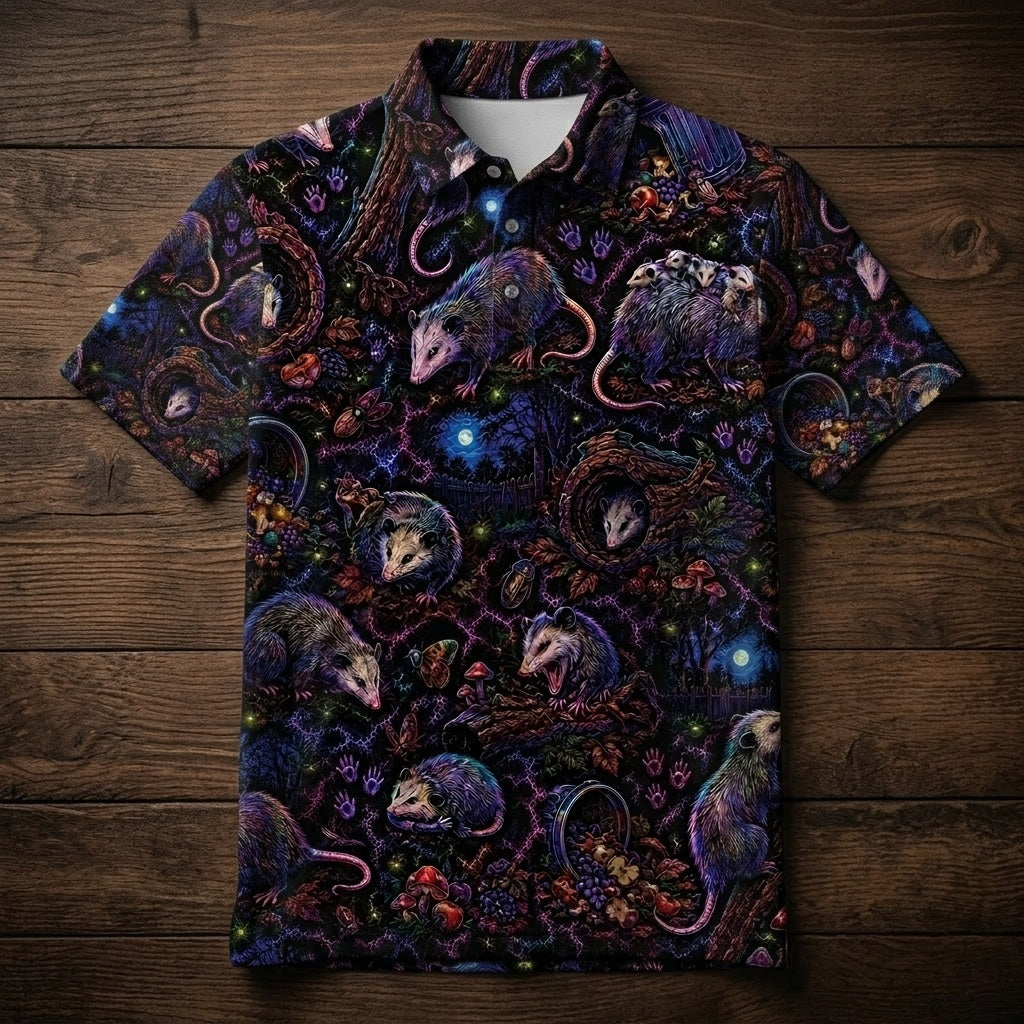 Midnight Opossum Neon Men Polo Shirt