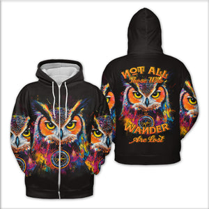 Not All Who Wander Are Lost Owl All Over Print Shirt