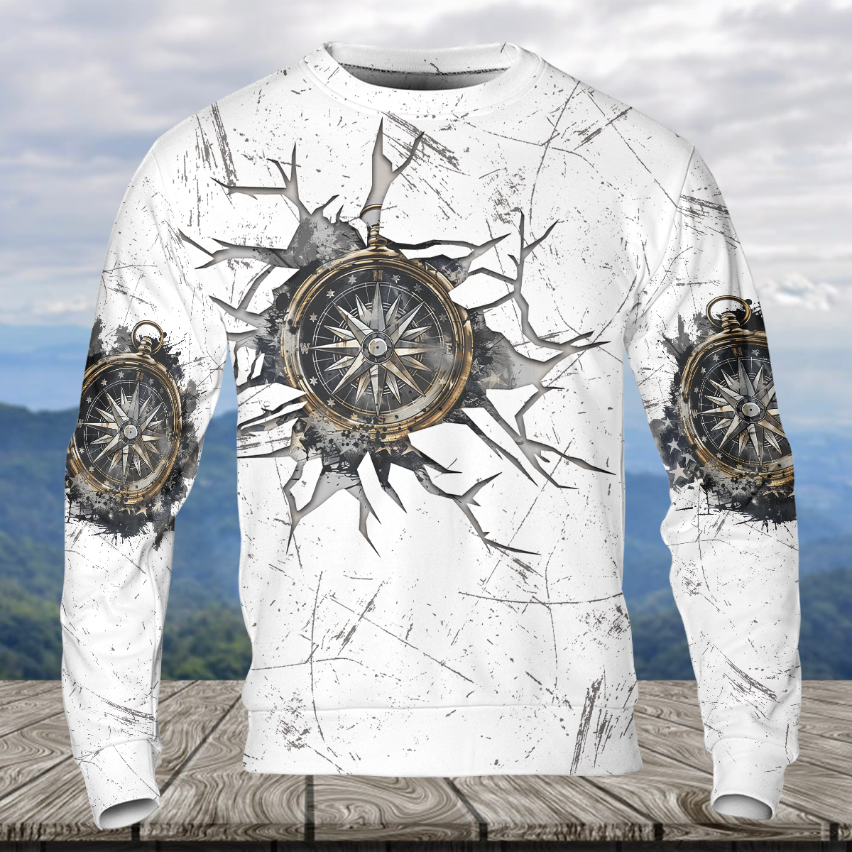 Not All Who Wander Are Lost Compass Cracks All Over Print Shirt