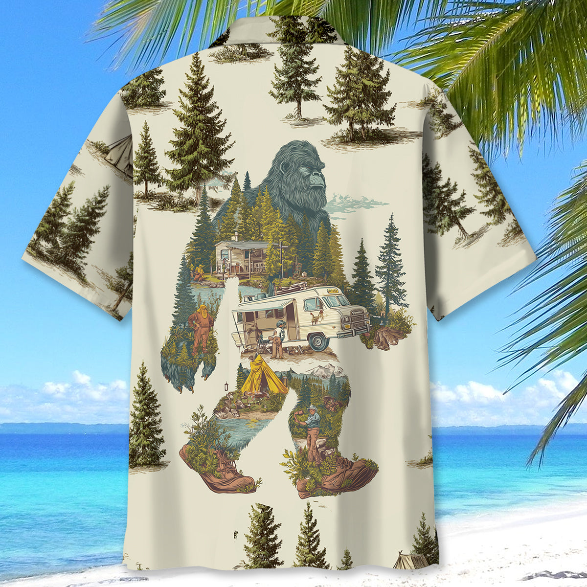 Vintage Bigfoot Camping Site Hawaiian Shirt