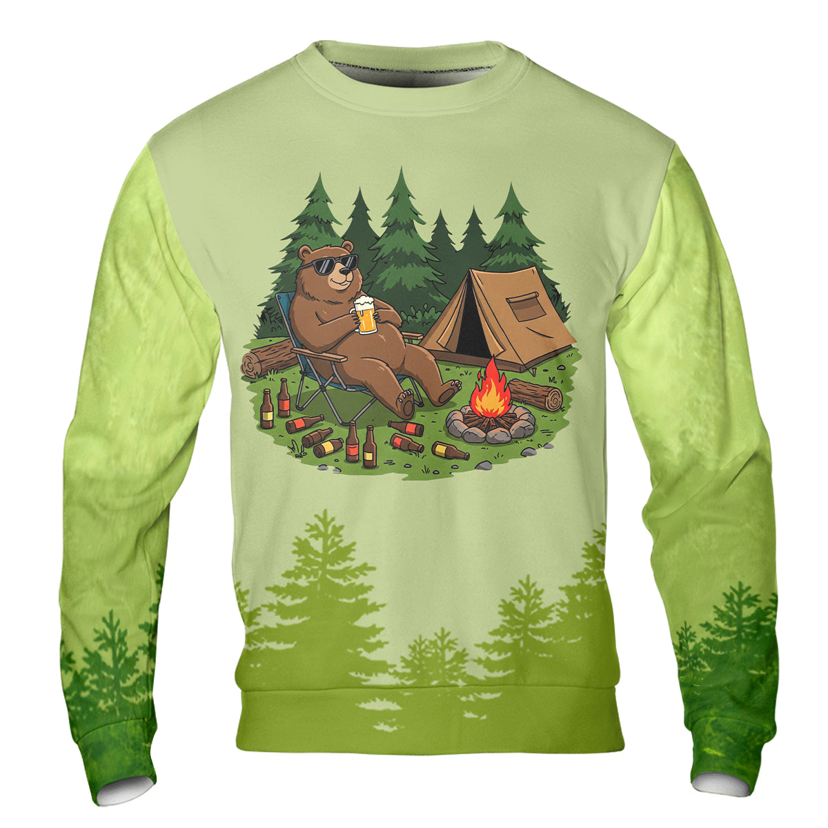 Funny Bear Drinking Camping All Over Print Shirt