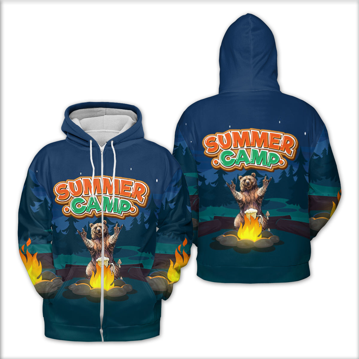 Summer Camp Grizzly Bear All Over Print Shirt