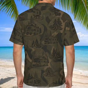Motorhome Camping Camouflage Hawaiian Shirt