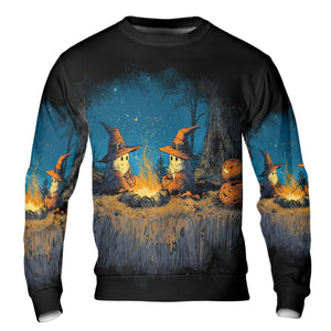 Spooky Pumpkin Campfire Night All Over Print Shirt