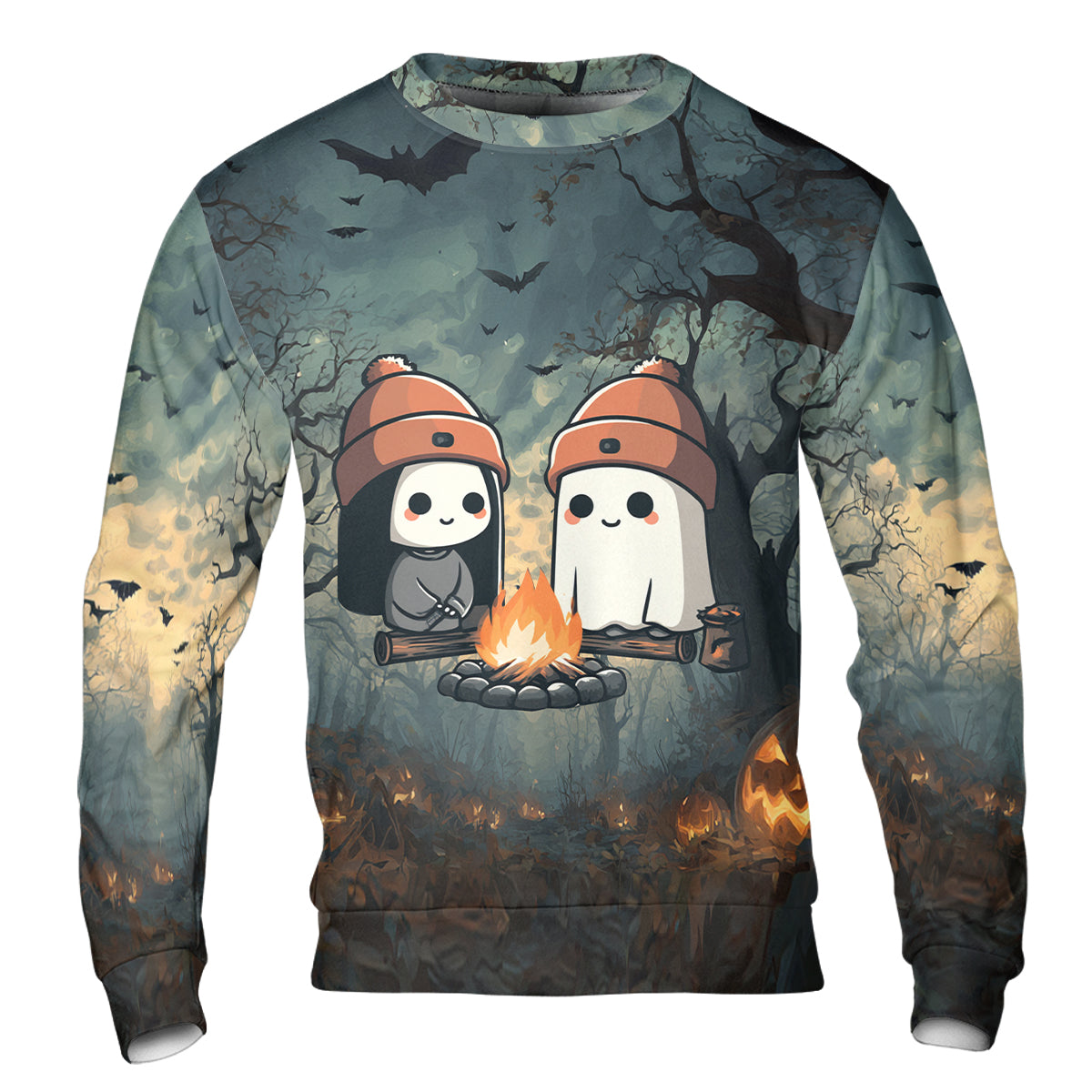 Cute Ghost Camping Crew All Over Print Shirt