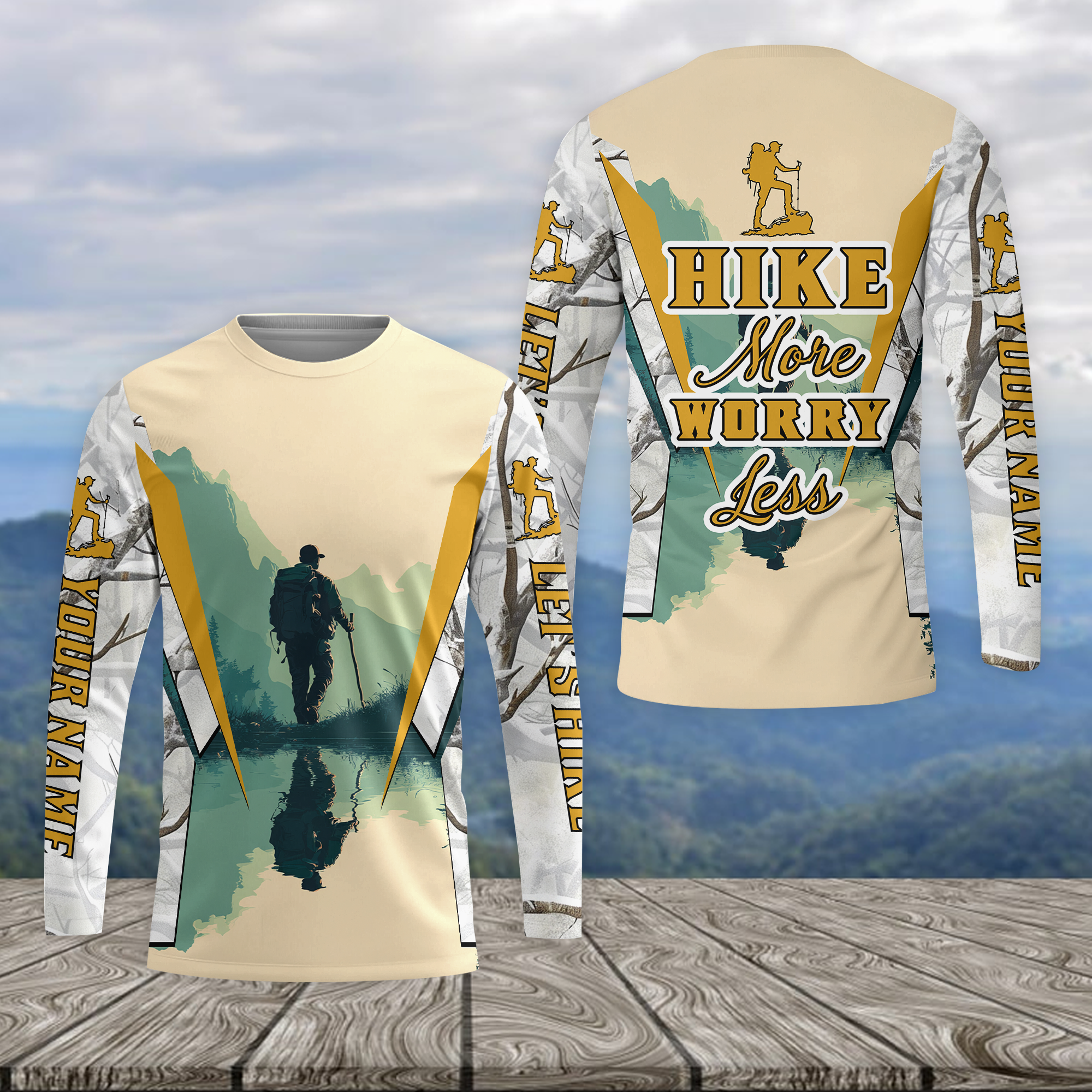 Custom Name Hiking More Worry Less All Over Print Shirt