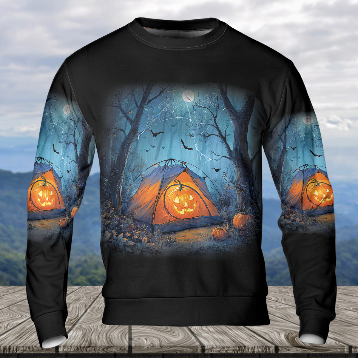 Halloween Pumpkin Camping All Over Print Shirt