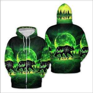 Bear Green Moonlit Art All Over Print Shirt