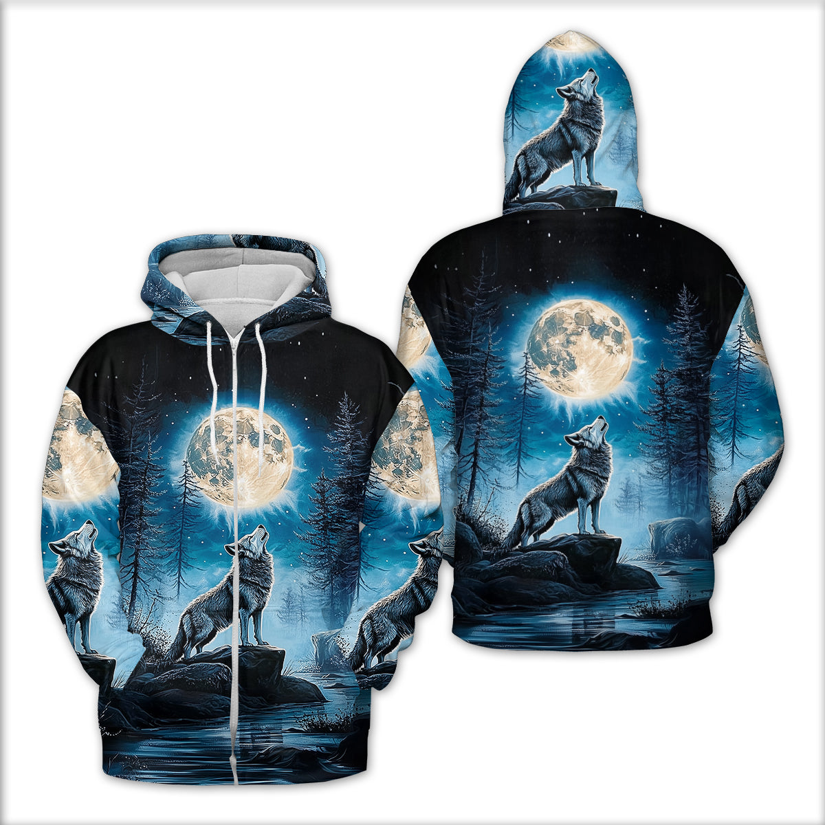 Wolf Moon Light Art All Over Print Shirt