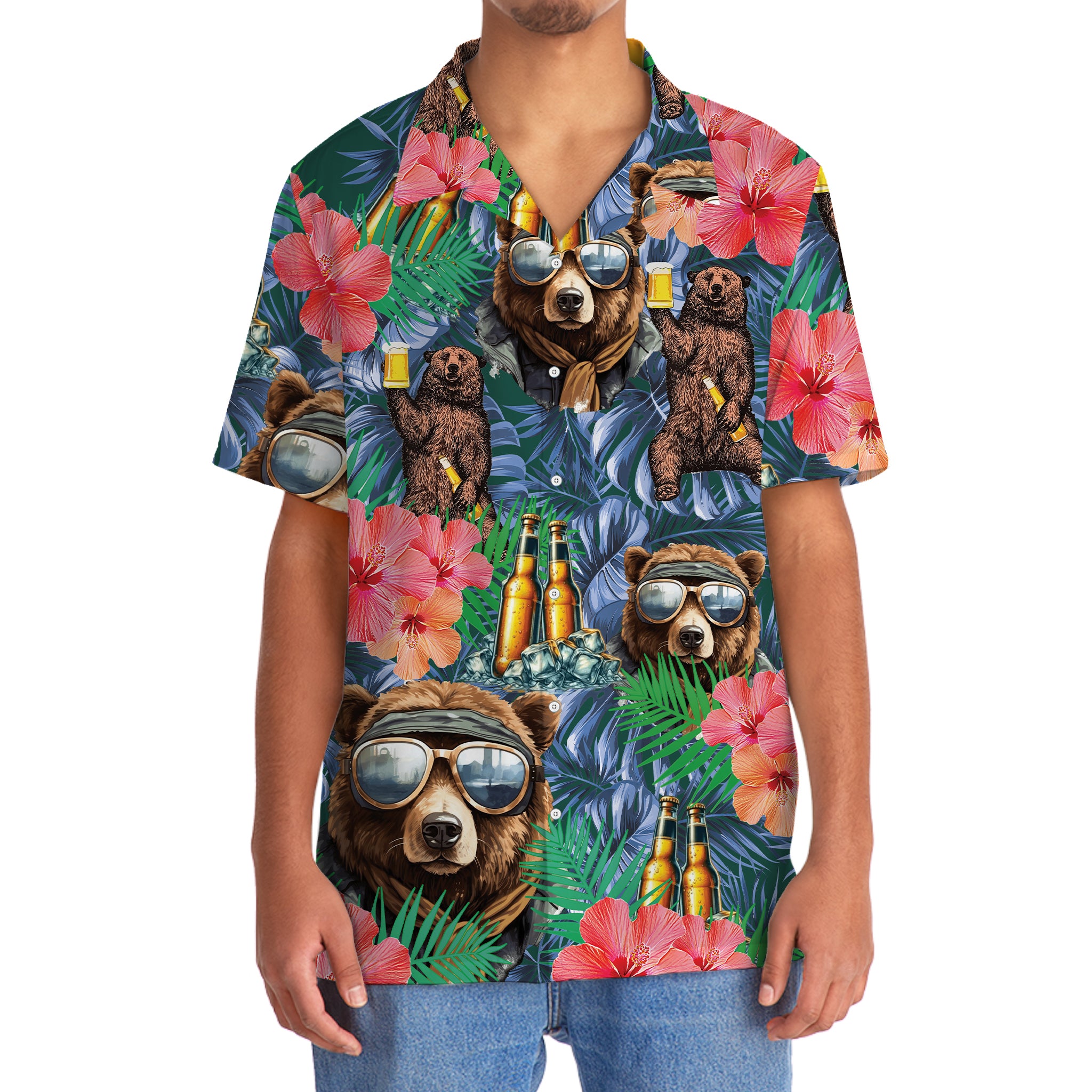 Bear Camping With Beer Hawaiian Shirt