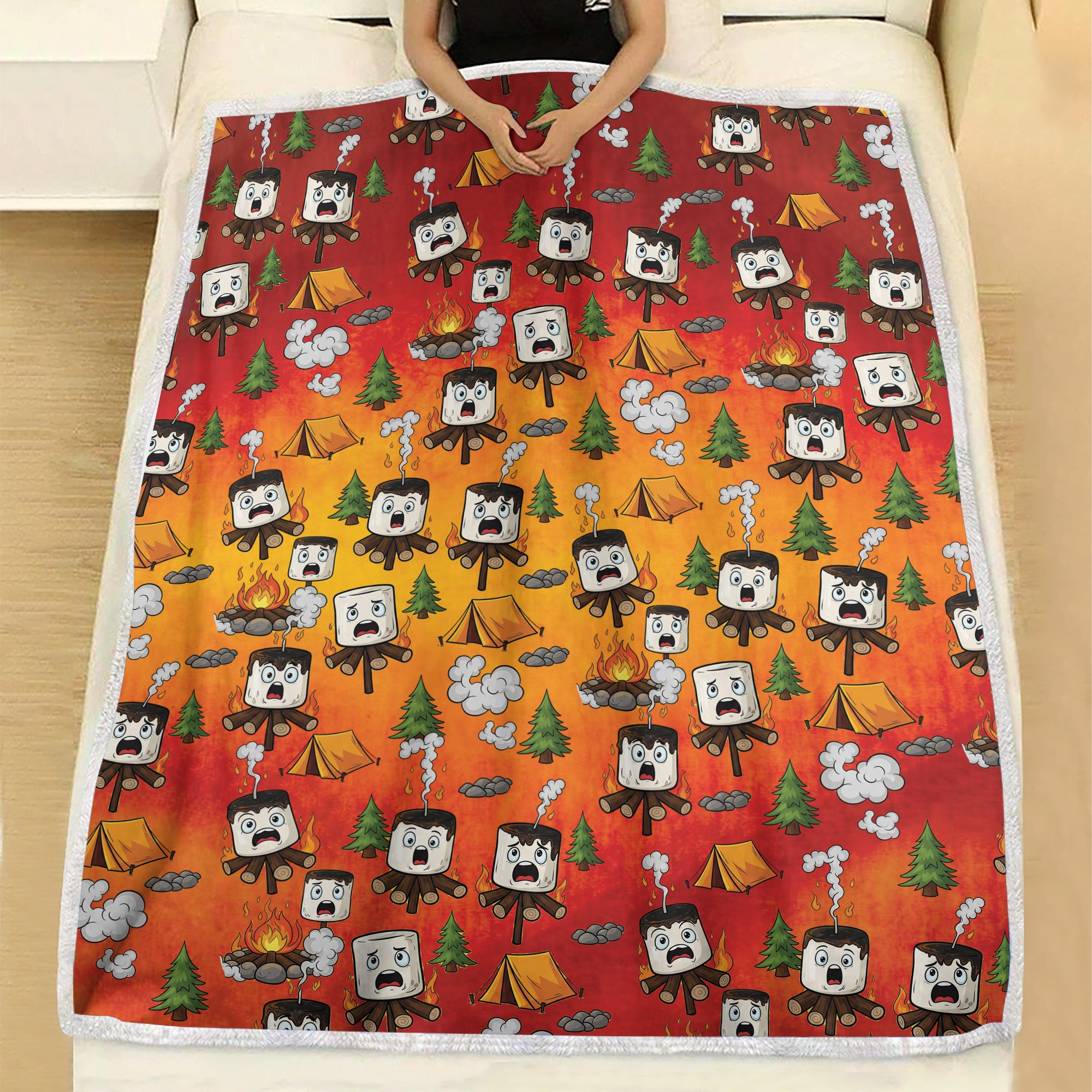 Burnt Marshmallow Camping Fleece Blanket Collection