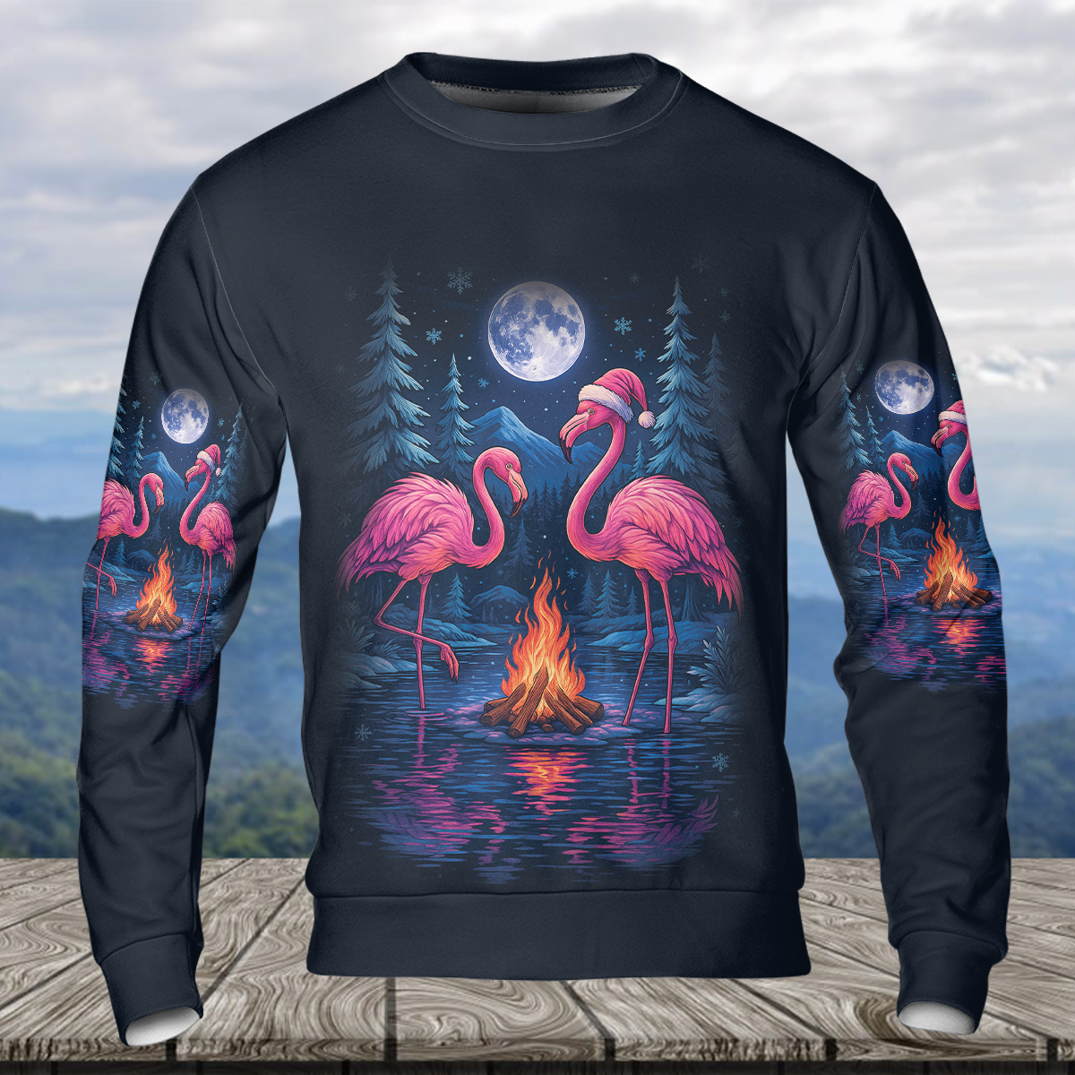 Crazy Friends Camping Memories Flamingo Christmas All Over Print Shirt