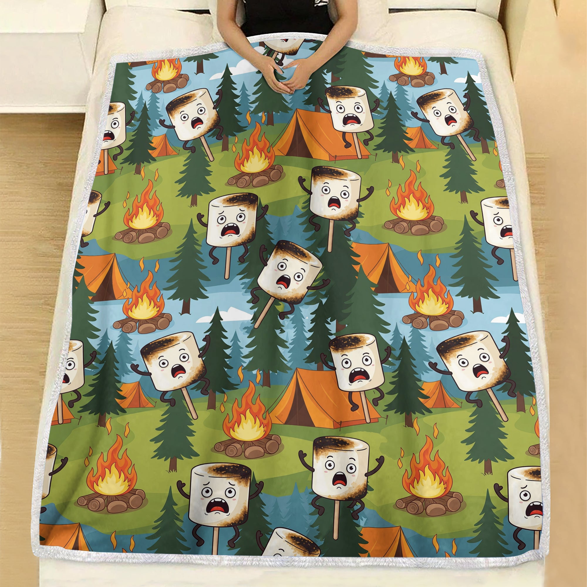 Burnt Marshmallow Camping Fleece Blanket Collection