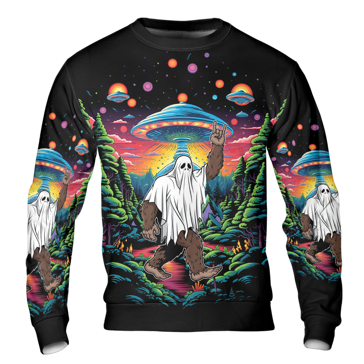 Bigfoot Boo Rock On All Over Print Shirt