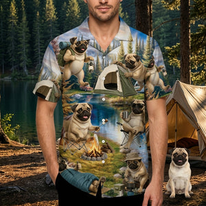 Pug Dog Funny Camping Hawaiian Shirt