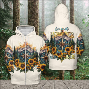 Live For The Moments Compass Sunflower All Over Print Shirt